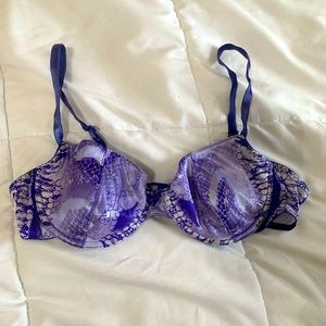 Size 34B Purple Silver White Metallic Bra